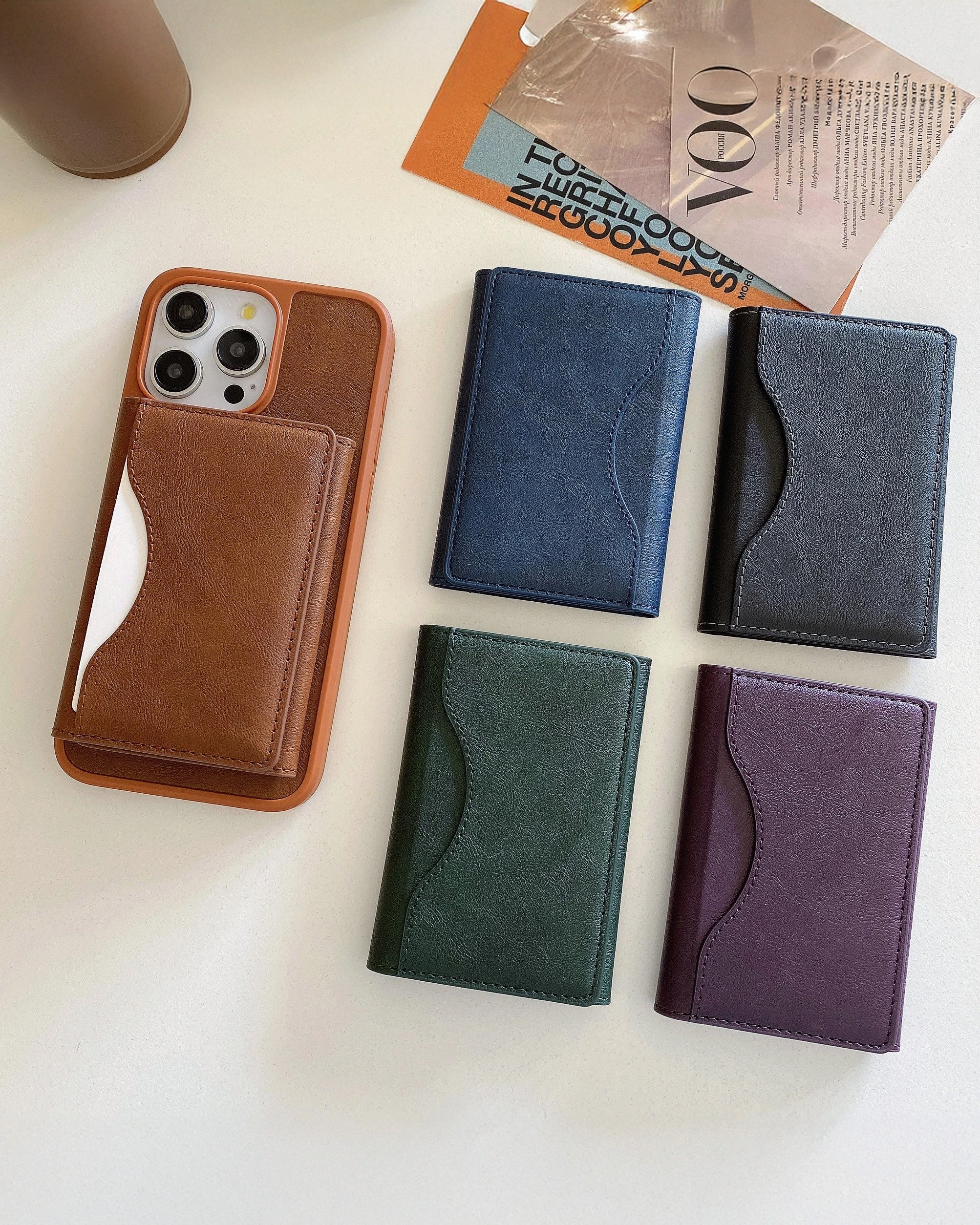 Triple Fold Leather MagSafe Wallet Card Holder