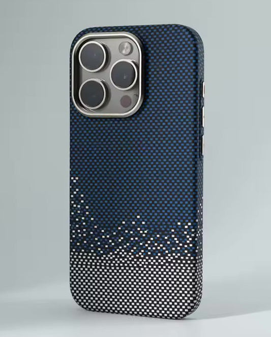 Abstract Starry Pixels Case for iPhone 16 Pro Max - Blue