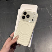 TecHub VAWI wave pattern liquid silicone case with window lens for iPhone 17 Pro Max, showcasing the textured design and precise cutouts.