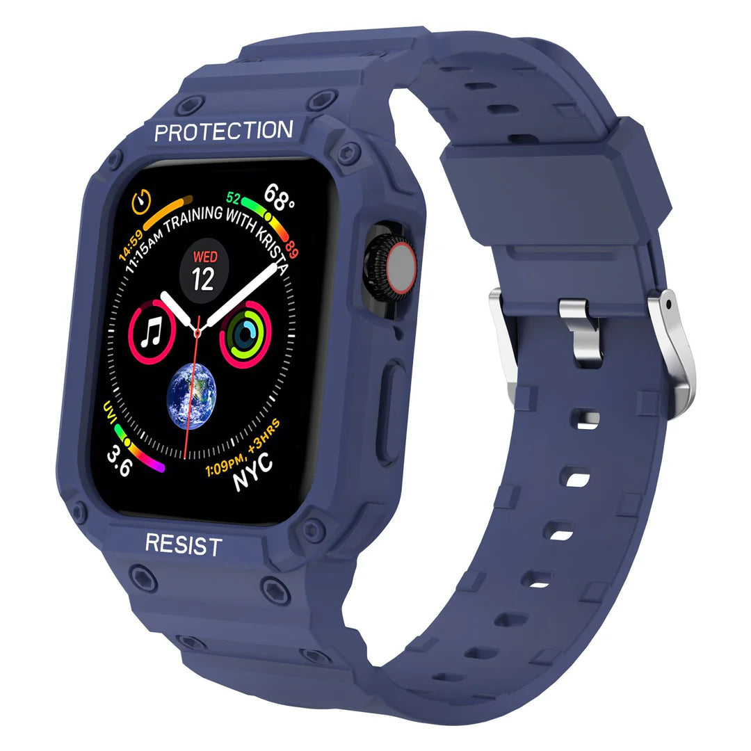 Shockproof Rugged Band Strap Silicone Strap for Apple Watch 42/44/45 mm - Blue