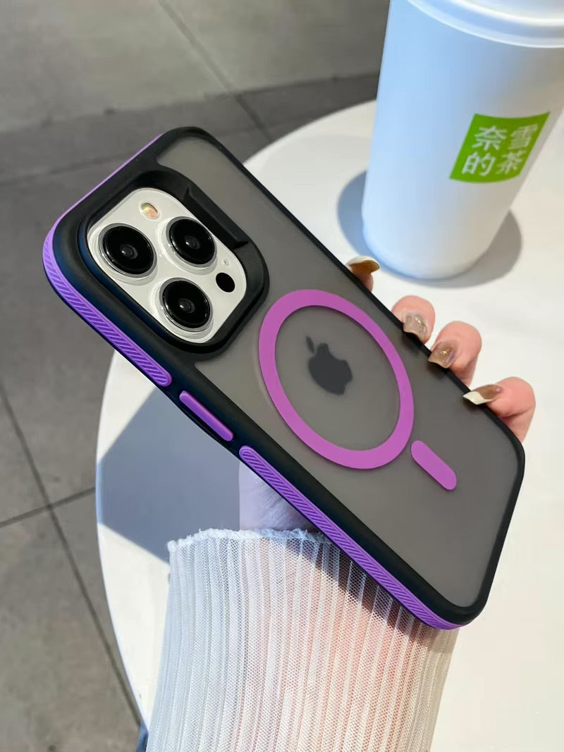 Magic Mask Luxury Matte Armor Shockproof Case for iPhone 14 Pro Max - Purple