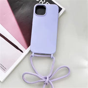 TecHub iPhone 15 fashion crossbody silicone case with shoulder strap, soft protective cover with stylish design.
