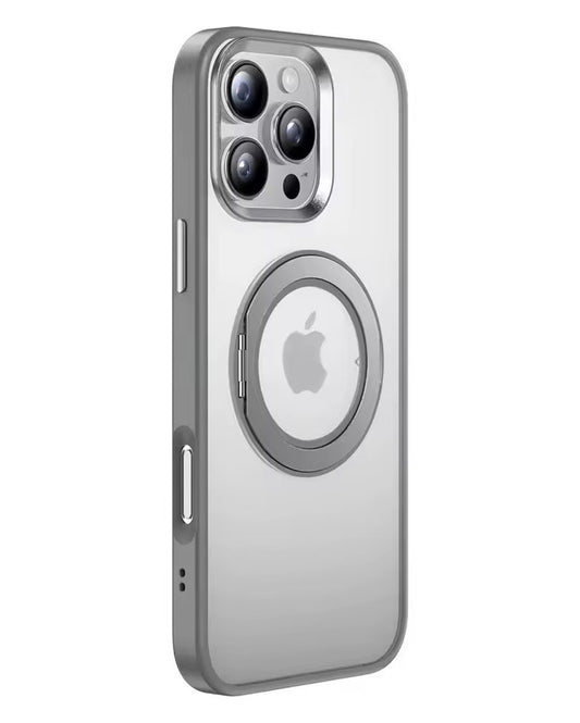 Luxury Magnetic Stand Matte MagSafe Case for iPhone 15 Pro Max - Grey