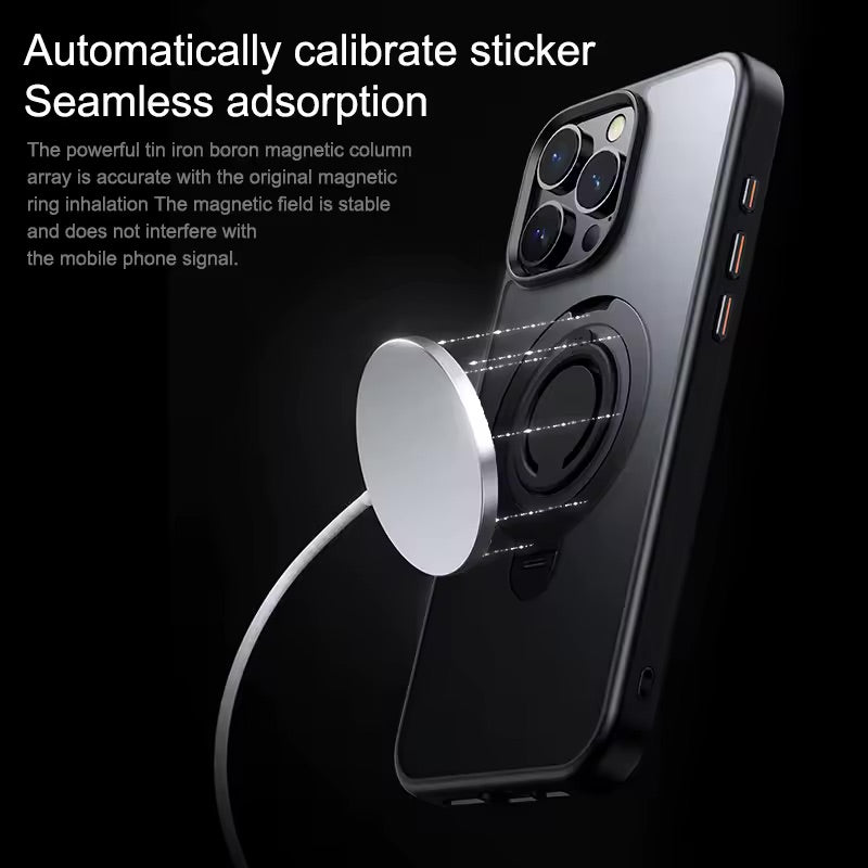 360° Rotation Magnetic Stand Silicone Ring for iPhone 16 Pro Max - Desert Titanium