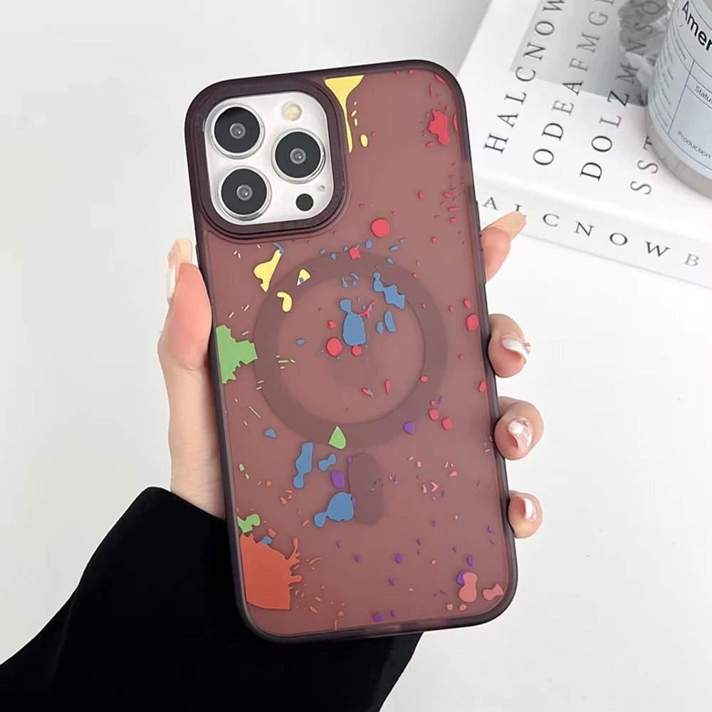 Magsafe Wireless Charging Graffiti Polka Dot Case For iPhone