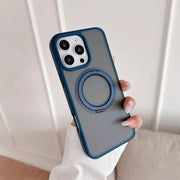 Blue TecHub magnetic matte MagSafe case for iPhone 15 Pro Max with a sleek, stylish design and secure fit.