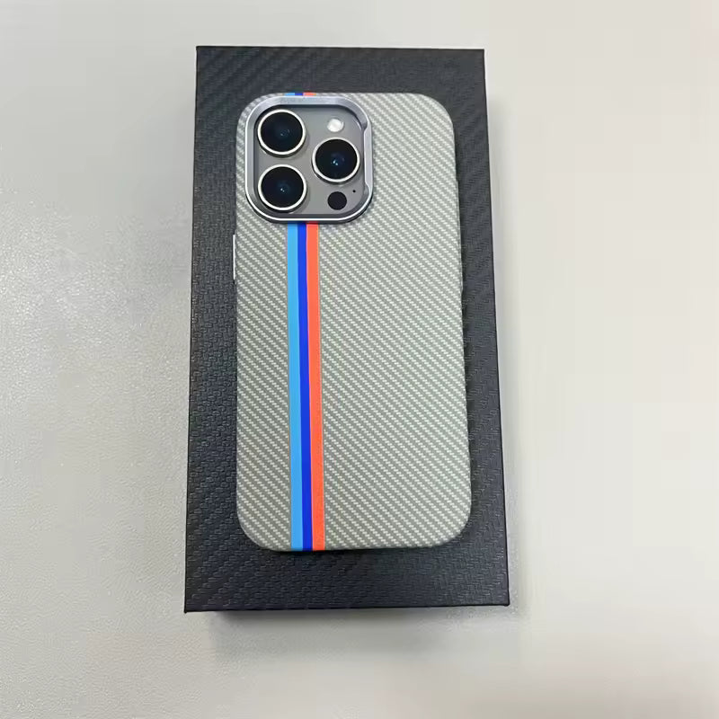 FreeAir MagSafe Carbon Fiber Design Case for iPhone 15 Pro Max - Grey Stripes