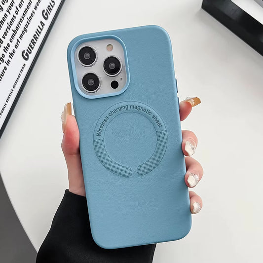 Luxury Magsafe Leather Case Shockproof Bumper Case for iPhone 15 Pro Max