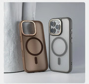 Grey TecHub Magnetic Luxury Matte Translucent Armor Shockproof Case for iPhone 15 Pro Max, showing the sleek, protective design.