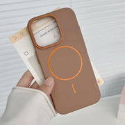 TecHub Q Series ultrathin MagSafe phone case for iPhone 14 Pro Max in gold, showing a sleek, minimalist design on the device.