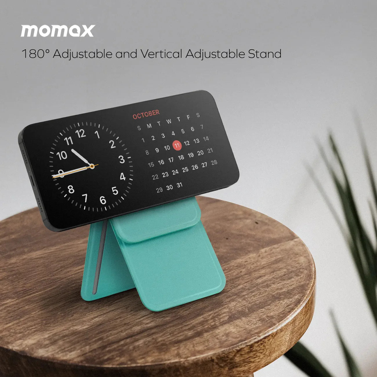 Momax 1-Wallet Magnetic Card Holder with Adjustable Stand - Black