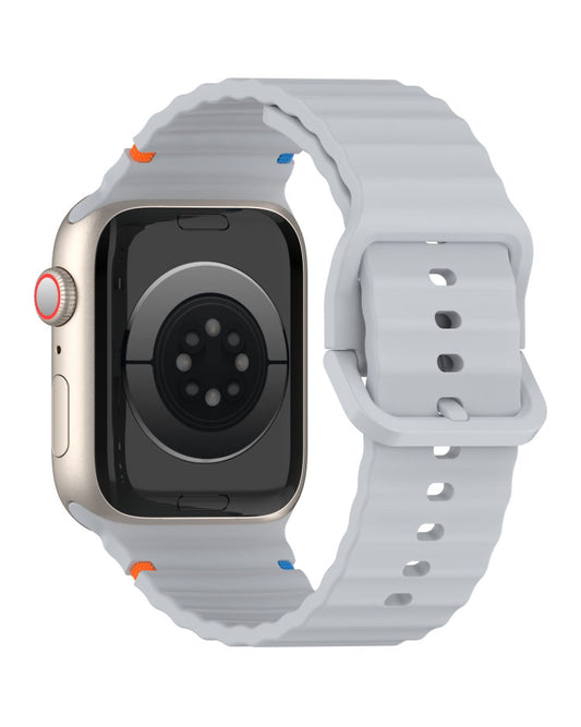 Wavy Grain Stitched Silicone Band for Apple Watch 42/44/45/46/49 mm - Grey