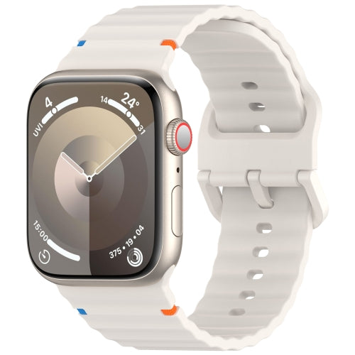 Wavy Grain Stitched Silicone Band for Apple Watch 42/44/45/46/49 mm - Starlight