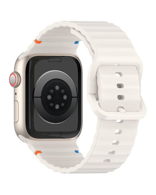 Wavy Grain Stitched Silicone Band for Apple Watch 42/44/45/46/49 mm - Starlight