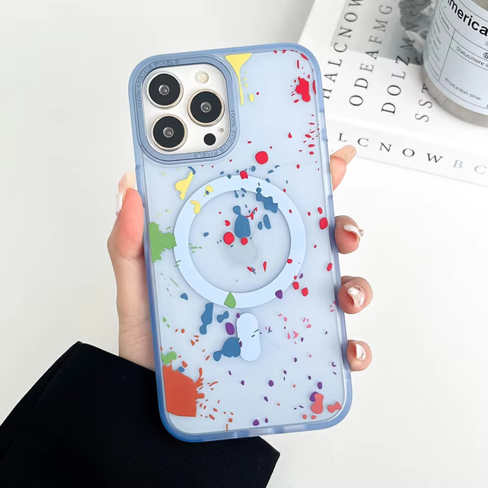 Magsafe Wireless Charging Graffiti Polka Dot Case For iPhone