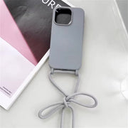 TecHub iPhone 15 fashion crossbody silicone case with shoulder strap, soft material and stylish design.