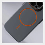 Grey TecHub Q Series ultrathin MagSafe phone case for iPhone 14 Pro Max, showcasing a sleek, minimalist design.