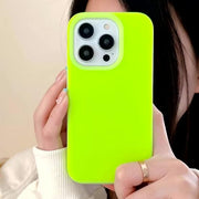 Luxury fluorescent jelly silicone case for iPhone 15 Pro series, transparent liquid silicone with vibrant glow effect
