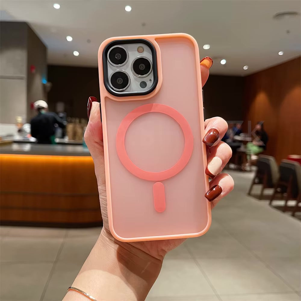 Shockproof Matte MagSafe Case for iPhone 15 - Pink