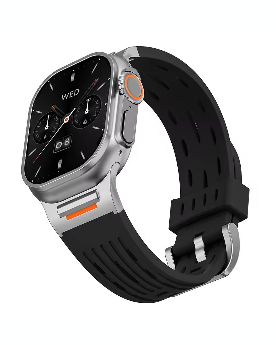 Recci Silicone Strap Metal Connector Bracelet for Apple Watch 42/44/45/46/49 mm - TecHub