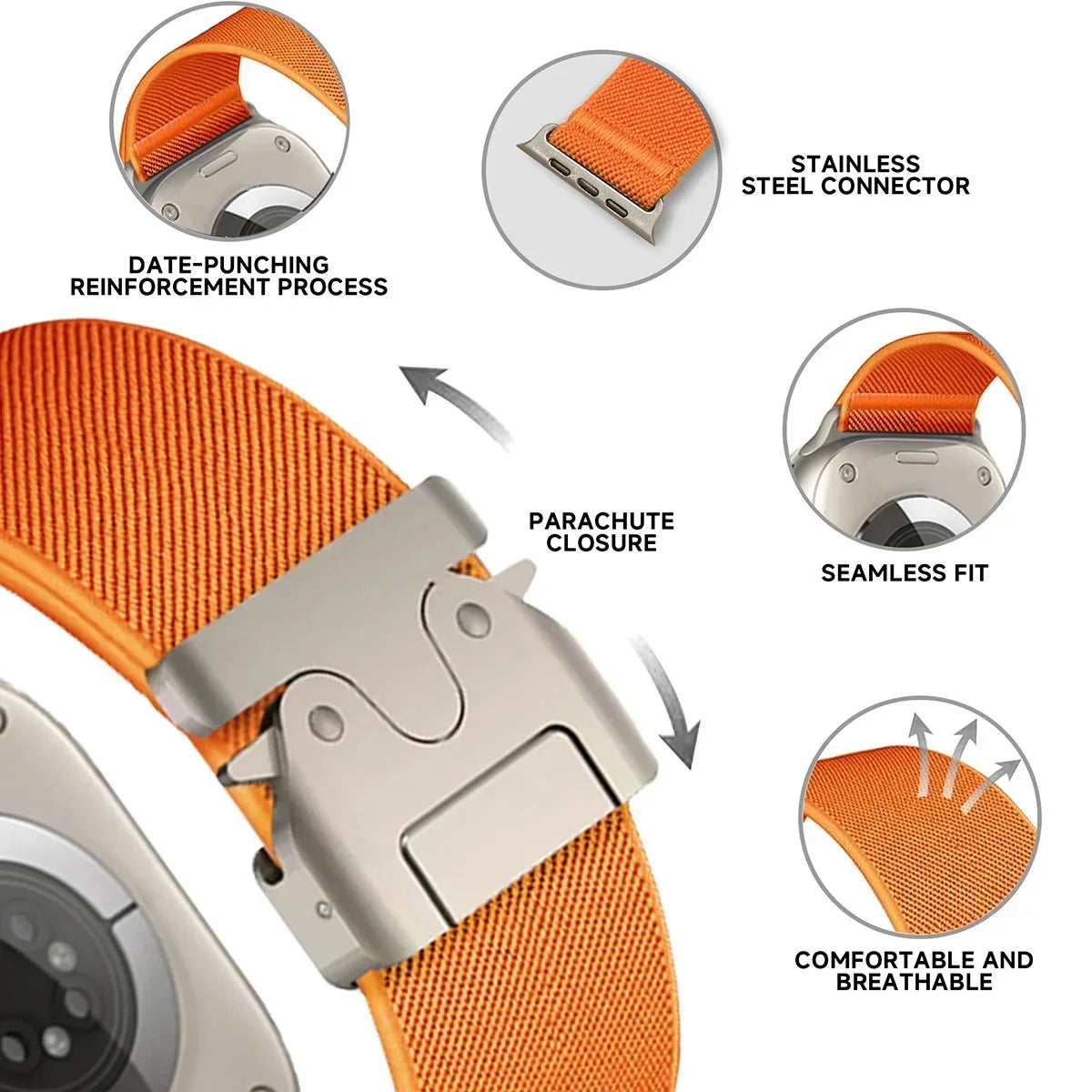 Nylon Strap Sports Band for Apple Watch 42/44/45/46/49 mm - Grey