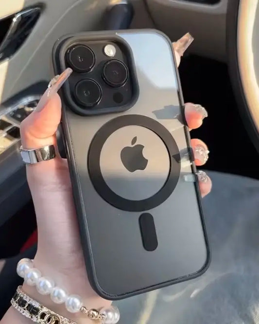 Luxury MagSafe Transparent Case for iPhone 16 Pro Max - Black
