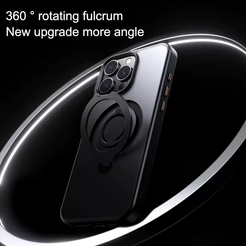 360° Rotation Magnetic Stand Silicone Ring for iPhone 16 Pro Max - Desert Titanium