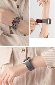 Silicone magnetic strap for Apple Watch 42-49mm by TecHub, with a cable loop design, in black color.