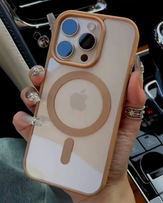 Luxury MagSafe Transparent Case for iPhone 16 Pro Max - Desert Titanium