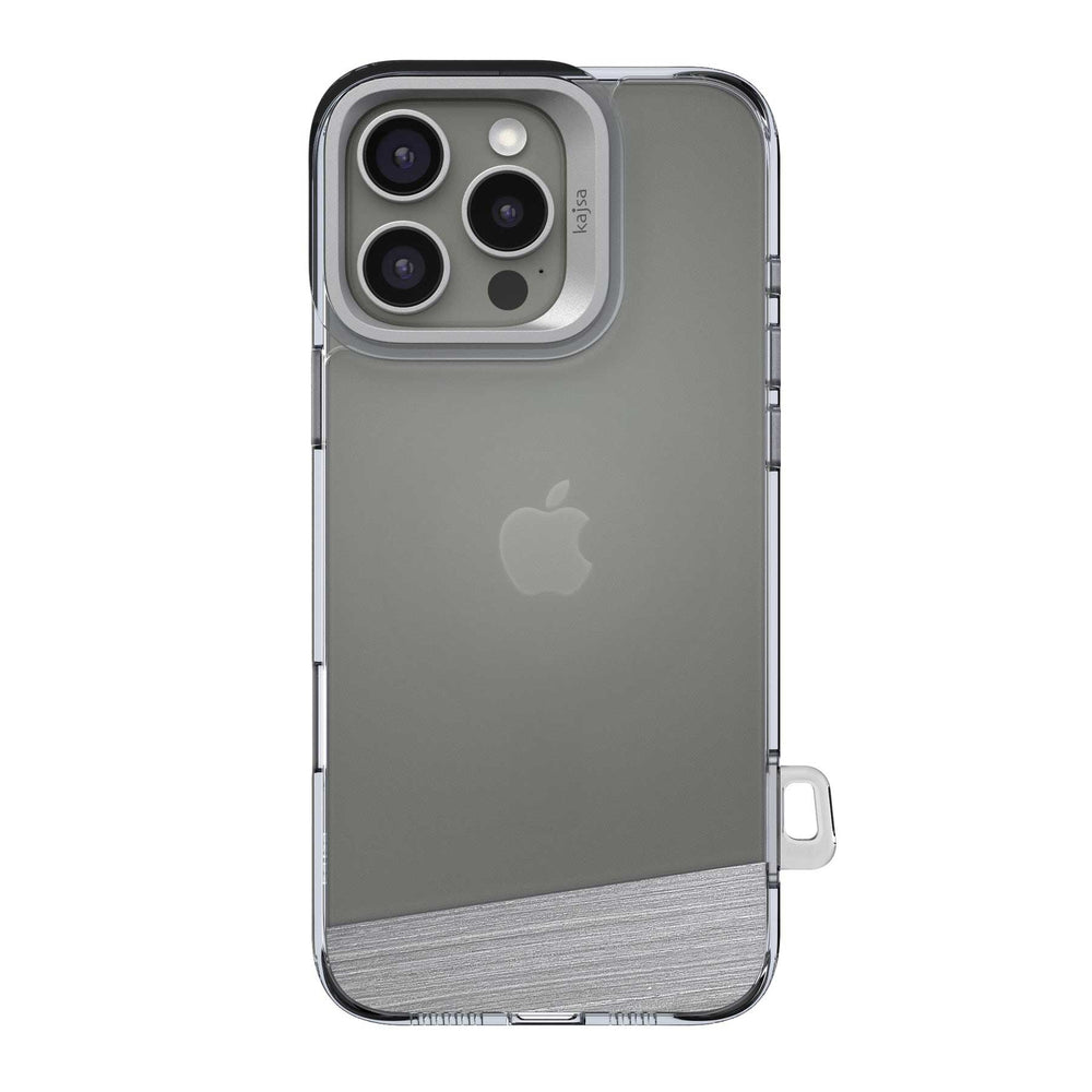 Silver Kajsa Trans-Shield Lumber Back Case for iPhone 16 Pro Max by TecHub, featuring a sleek, protective design with MagSafe compatibility.