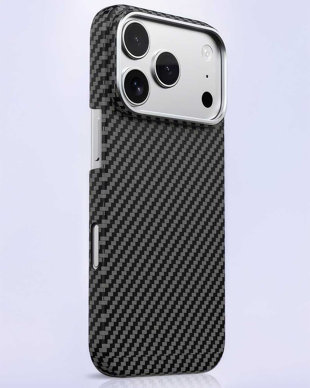 Lanex Striped Ultra-slim Diamond Cut Carbon Fiber Case for iPhone 17 Pro Max - Black