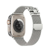 TecHub leopard print stainless steel Apple Watch strap for women, slim diamond case compatible with 42-49mm models.