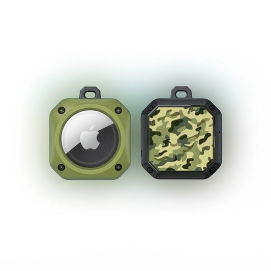Eggshell camouflage Airtag case from My Store with matching chain, featuring a sleek camo pattern and durable design.