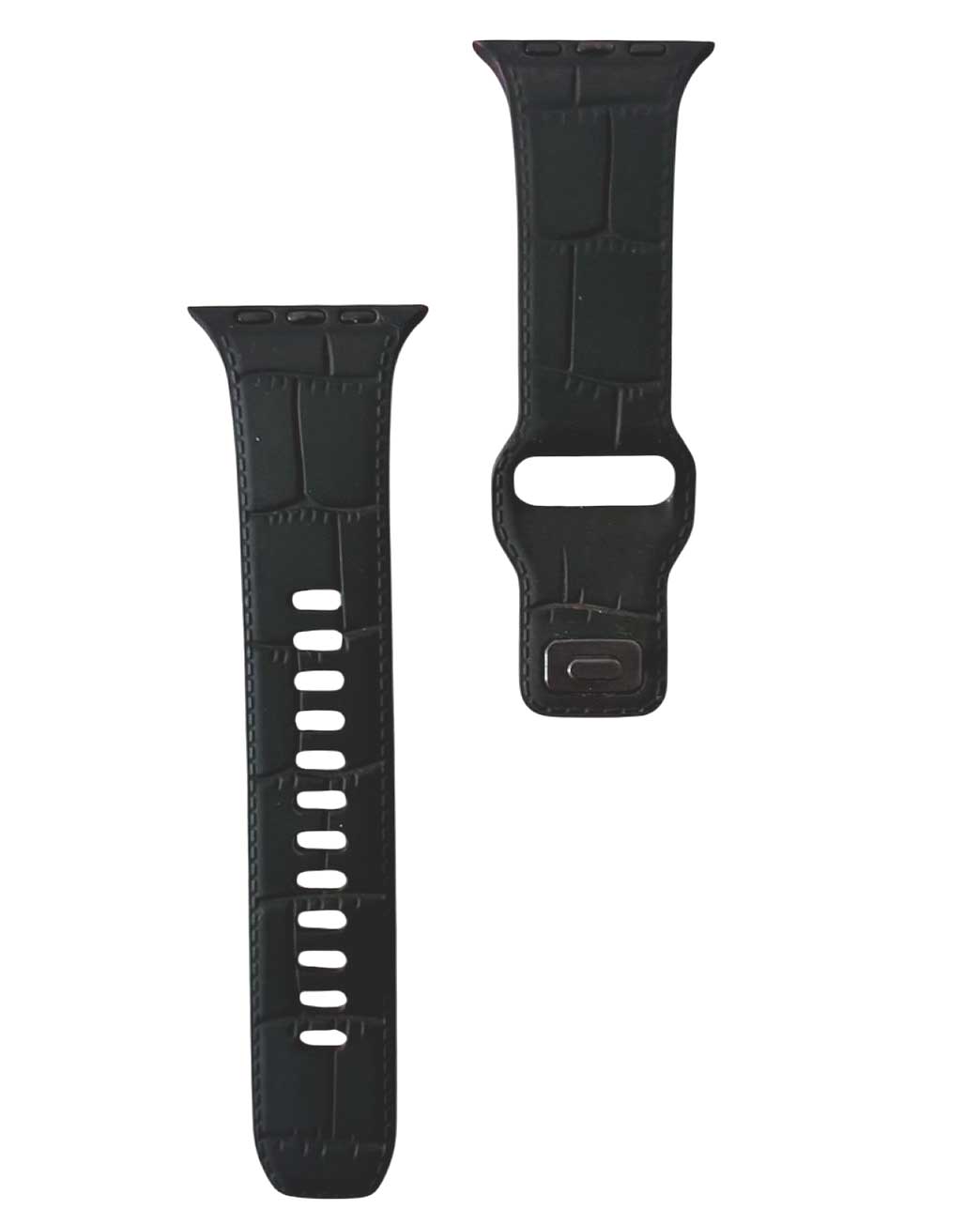 Magnetic Silicone Leather Pattern Strap for Apple Watch 42/44/45/46/49 mm - Black