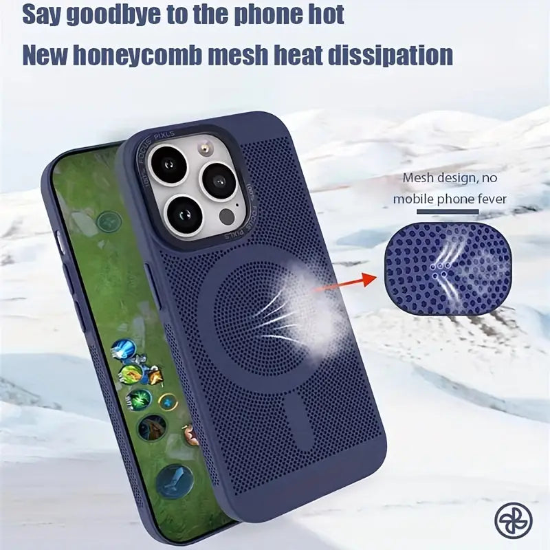 Magnetic Shockproof Grid Breathable for iPhone 14 Pro Max - TecHub