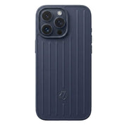 TecHub vertical striped full coverage case for iPhone 14 Pro, showcasing durable luggage-style design and precise fit.