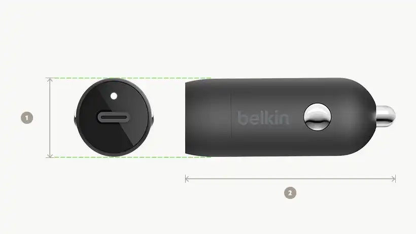 Belkin BoostCharge 18W USB-C Car Charger + USB-C to Lightning Cable - TecHub