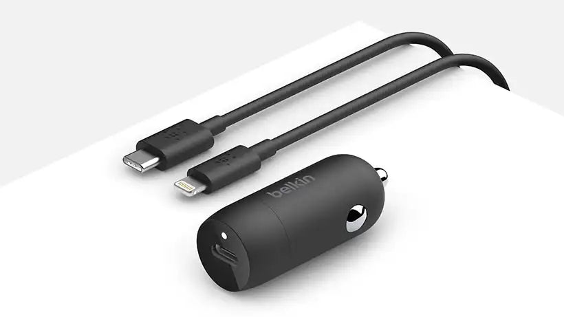 Belkin BoostCharge 18W USB-C Car Charger + USB-C to Lightning Cable - TecHub