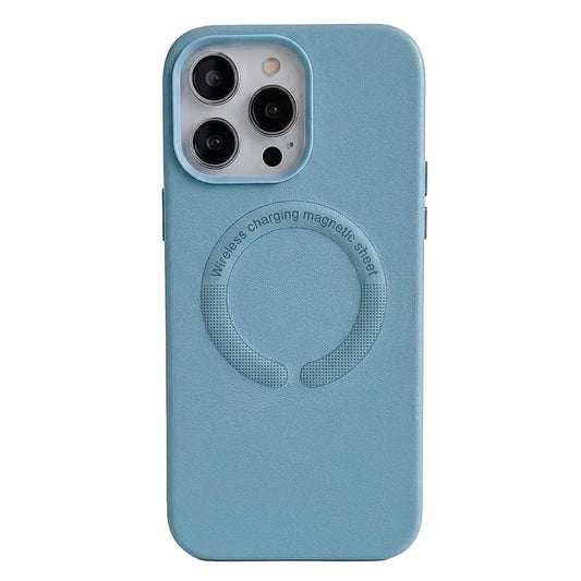 Luxury MagSafe leather case with shockproof bumper for iPhone 14 Pro Max, showcasing the sleek design and protective edges.