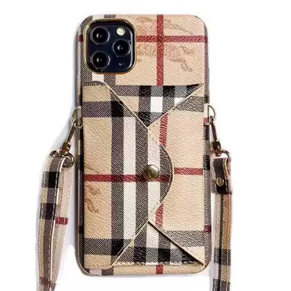 Burberry Wallet Case Shoulder Cover for iPhone 12, 12 Pro, 12 Pro Max - TecHub