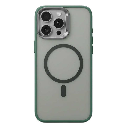 Green QSeries Magic Mask Magsafe magnetic case for iPhone 15 Pro Max with sleek design and secure magnetic attachment.