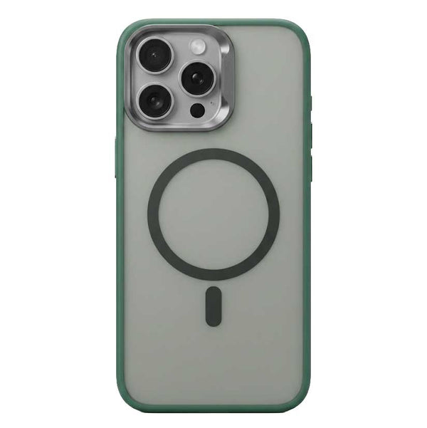 Green QSeries Magic Mask Magsafe magnetic case for iPhone 15 Pro Max with sleek design and secure magnetic attachment.