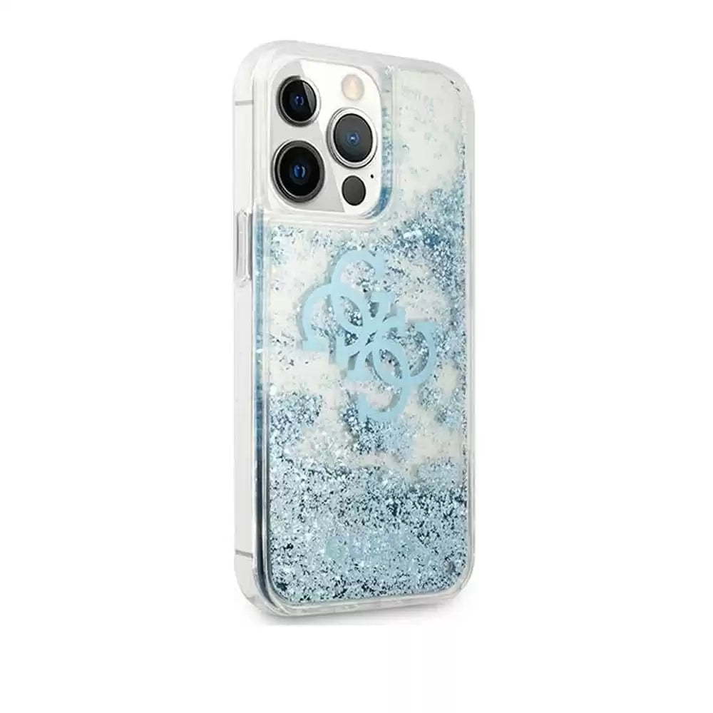 Guess Liquid Glitter Case 4G Electroplated Logo For iPhone 13 Pro - Blue - TecHub