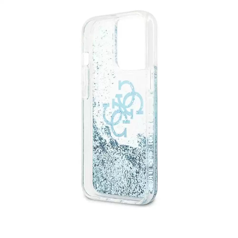 Guess Liquid Glitter Case 4G Electroplated Logo For iPhone 13 Pro - Blue - TecHub