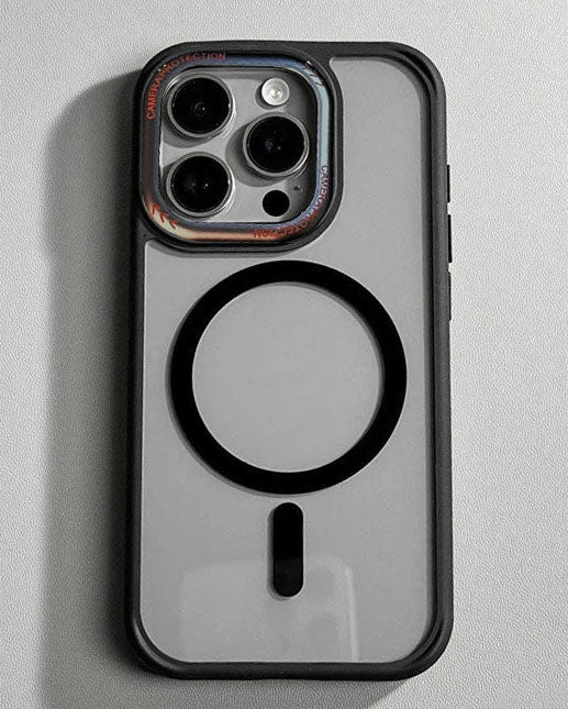 Diamond Clear Magnetic Phone TPU Case for iPhone 16 Pro Max - Black