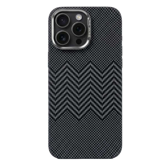 TecHub MagSafe iPhone 16 Pro Max case with grey carbon fiber design showing slim, protective cover with magnetic alignment.