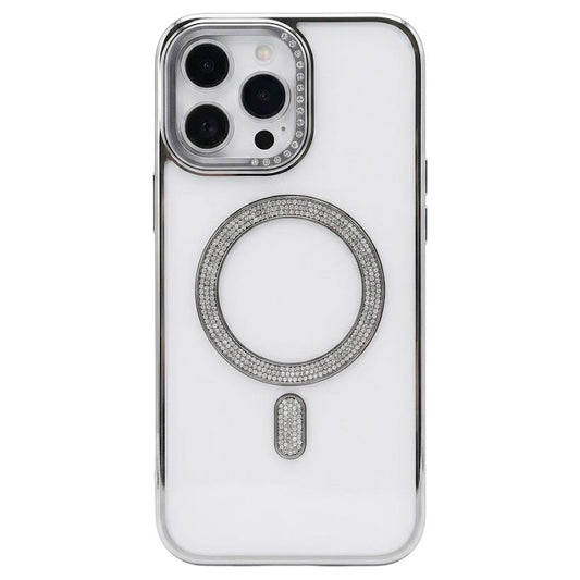 Grey TecHub Diamond Strass MagSafe case for iPhone 16 Pro Max with sparkling crystal accents and secure magnetic design.