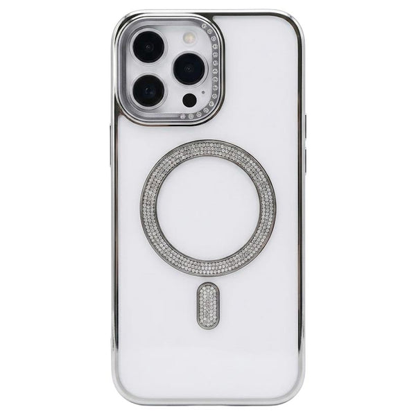 Grey TecHub Diamond Strass MagSafe case for iPhone 16 Pro Max with sparkling crystal accents and secure magnetic design.