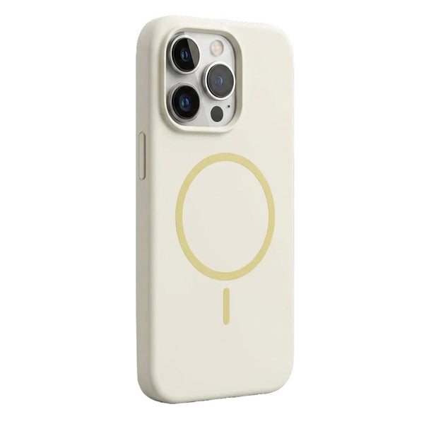 TecHub Magnetic Liquid Silicone Case for iPhone 15 Pro Max showing sleek black design and magnetic closure on the back.