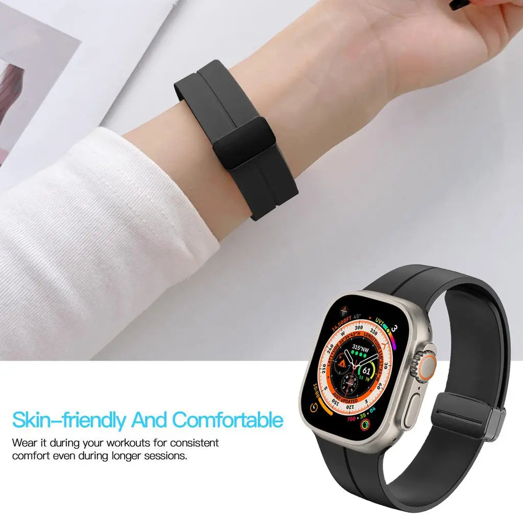 Magnetic Silicone Sport Strap Band for Apple Watch 42/44/45/49 mm - TecHub